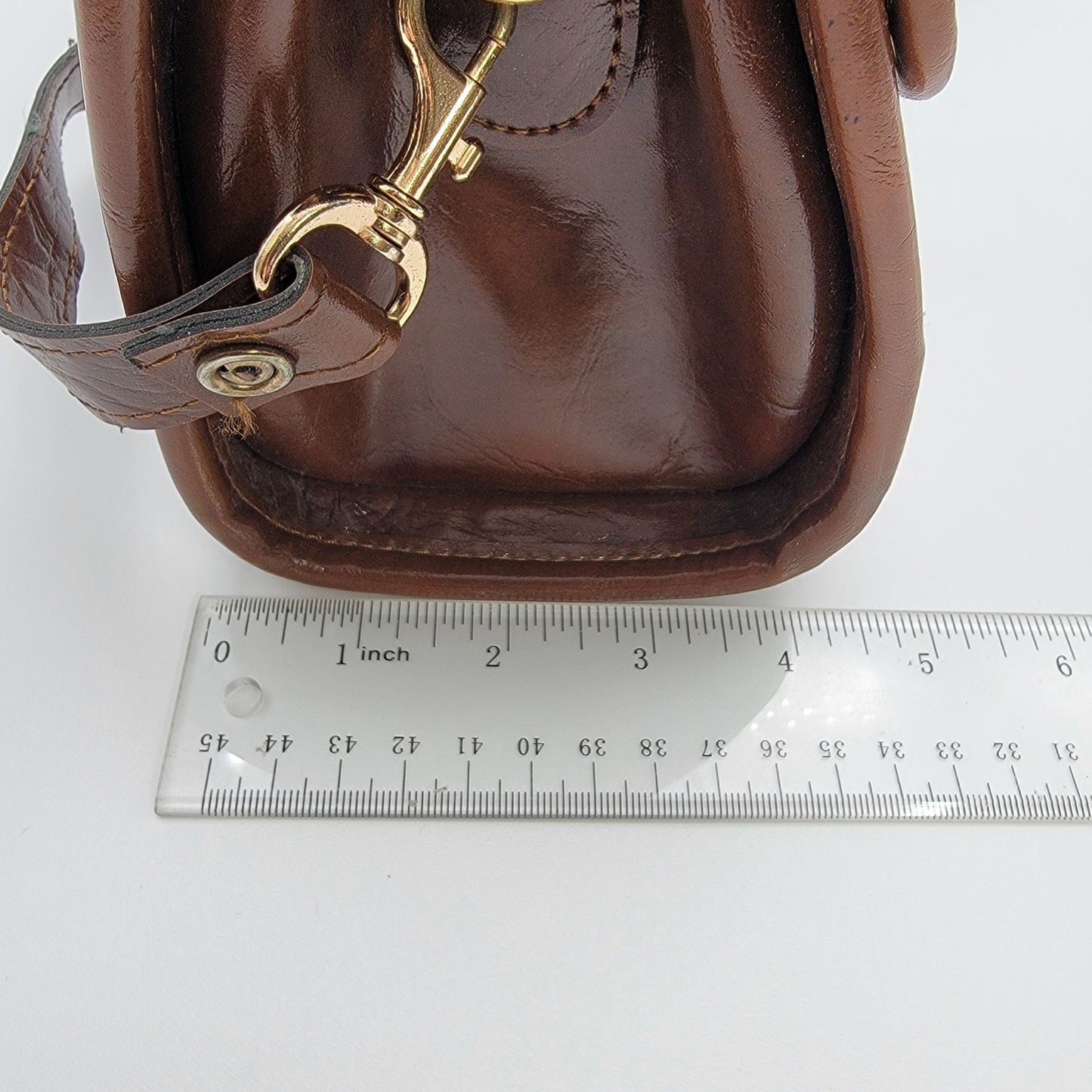 Vintage Tooled Leather Satchel Purse Egyptian Hieroglyphics Motifs Brown