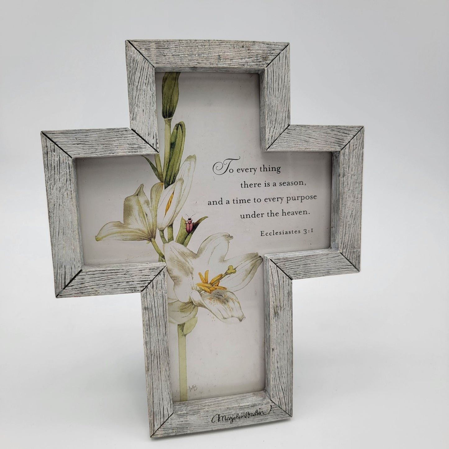 Rustic Cross Picture Frame With Lily & Ecclesiastes 3:1