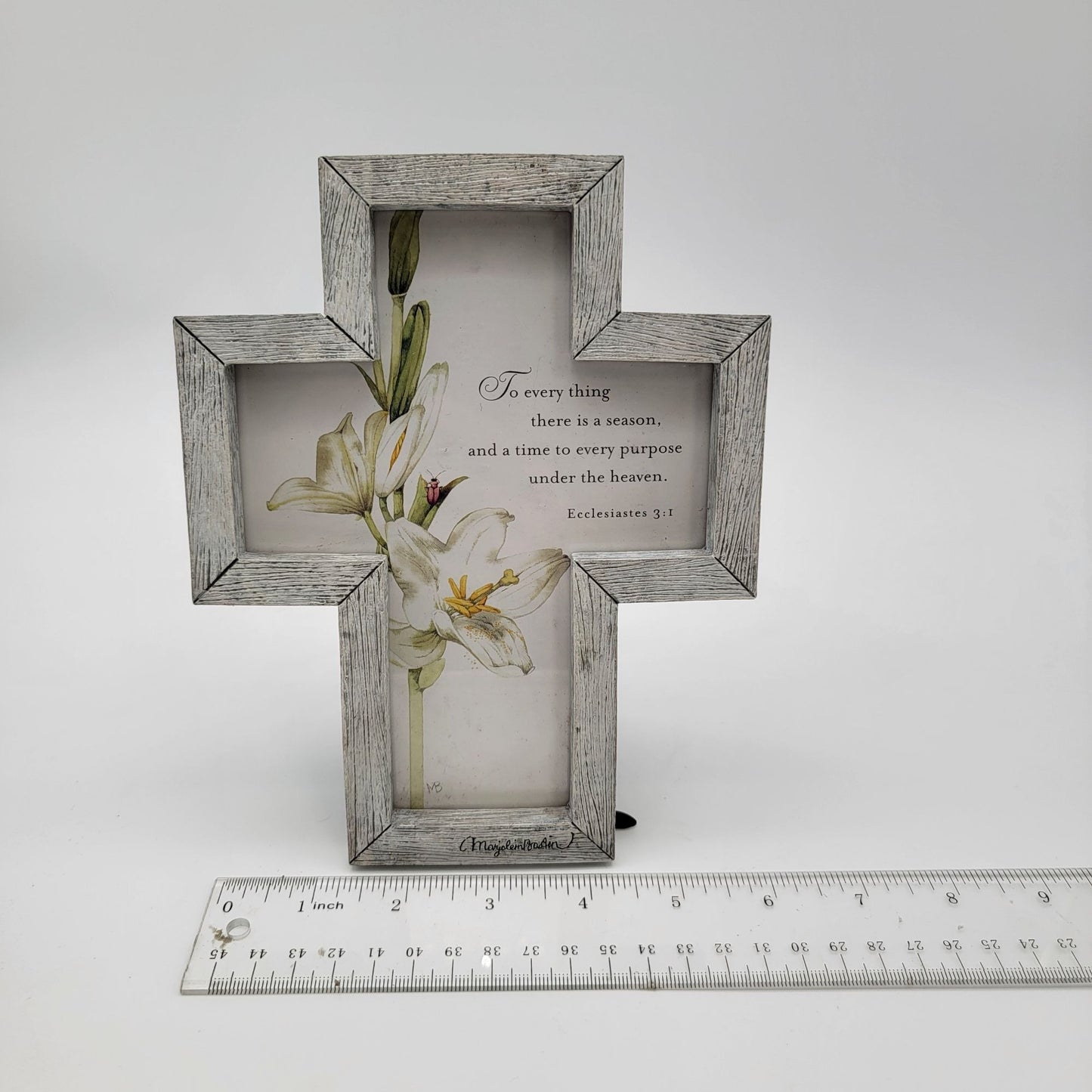 Rustic Cross Picture Frame With Lily & Ecclesiastes 3:1