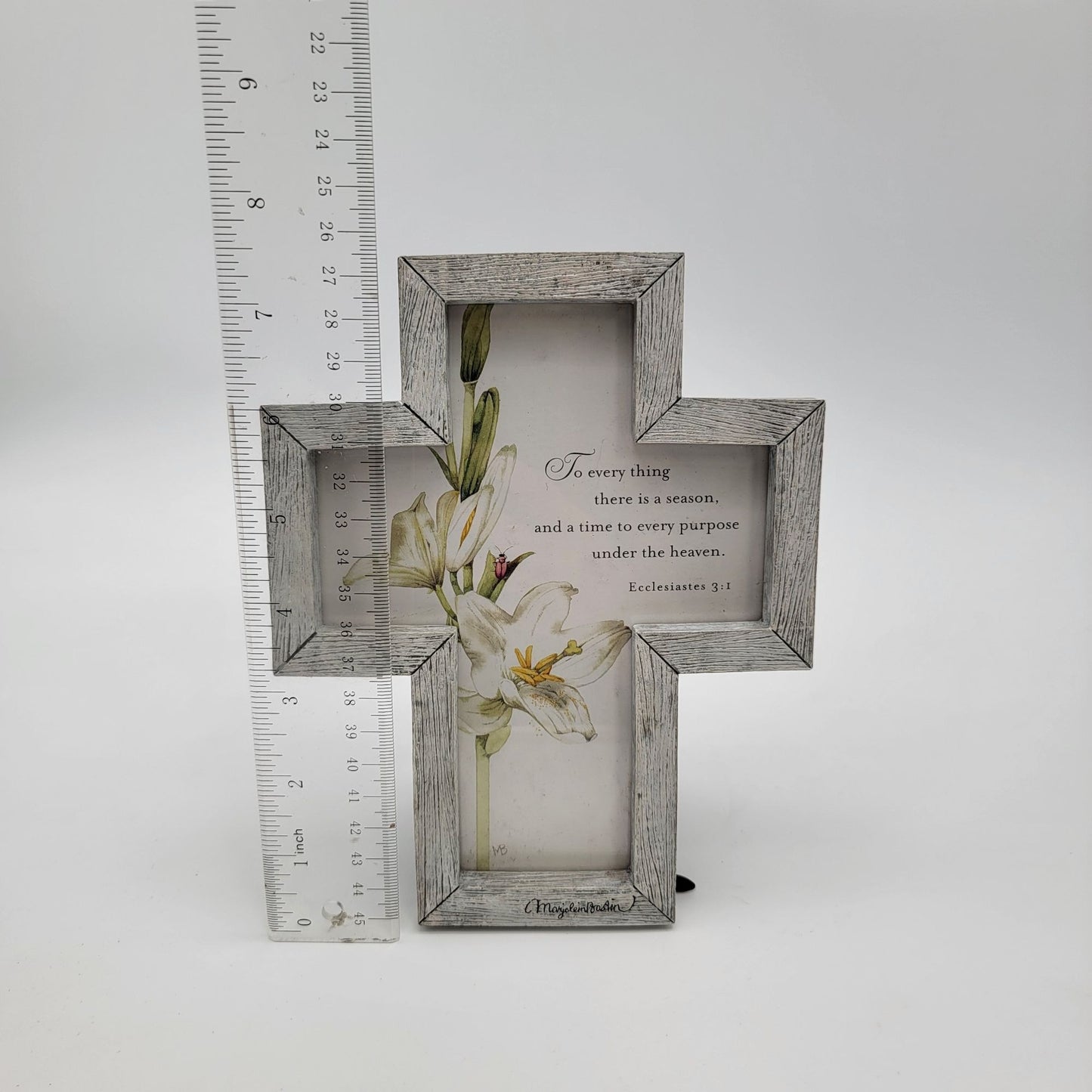 Rustic Cross Picture Frame With Lily & Ecclesiastes 3:1