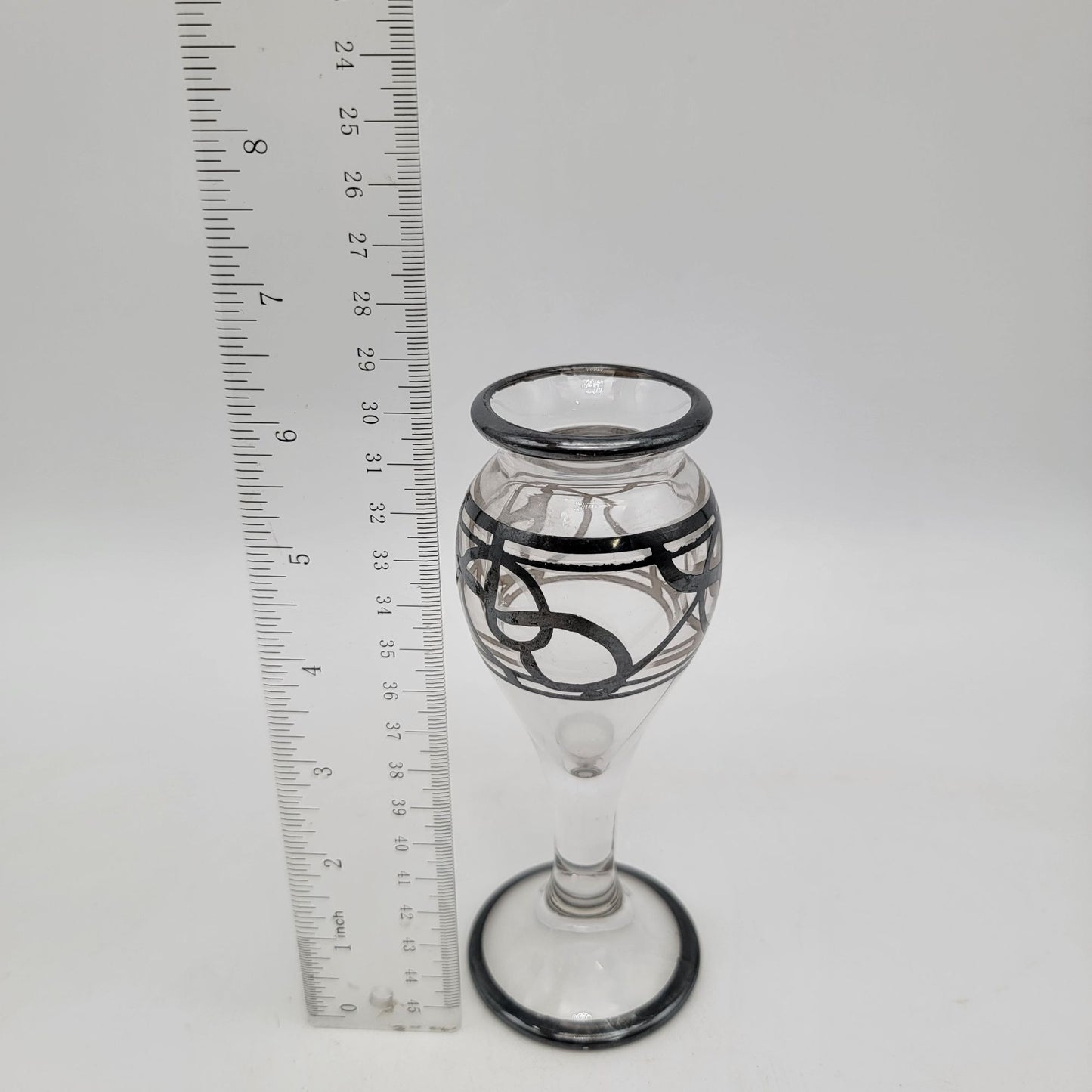 Vintage Silver City Overlay Glass Bud Vase With Swirl Design
