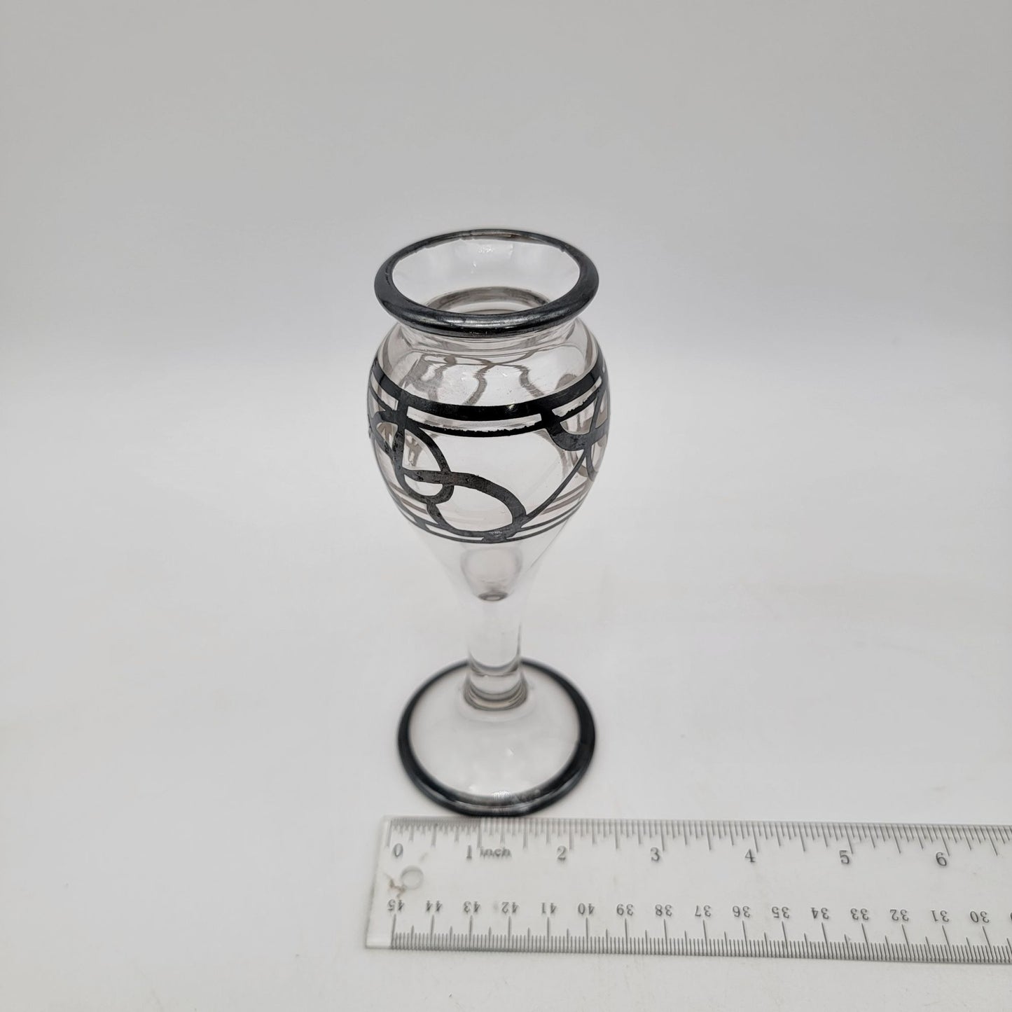 Vintage Silver City Overlay Glass Bud Vase With Swirl Design