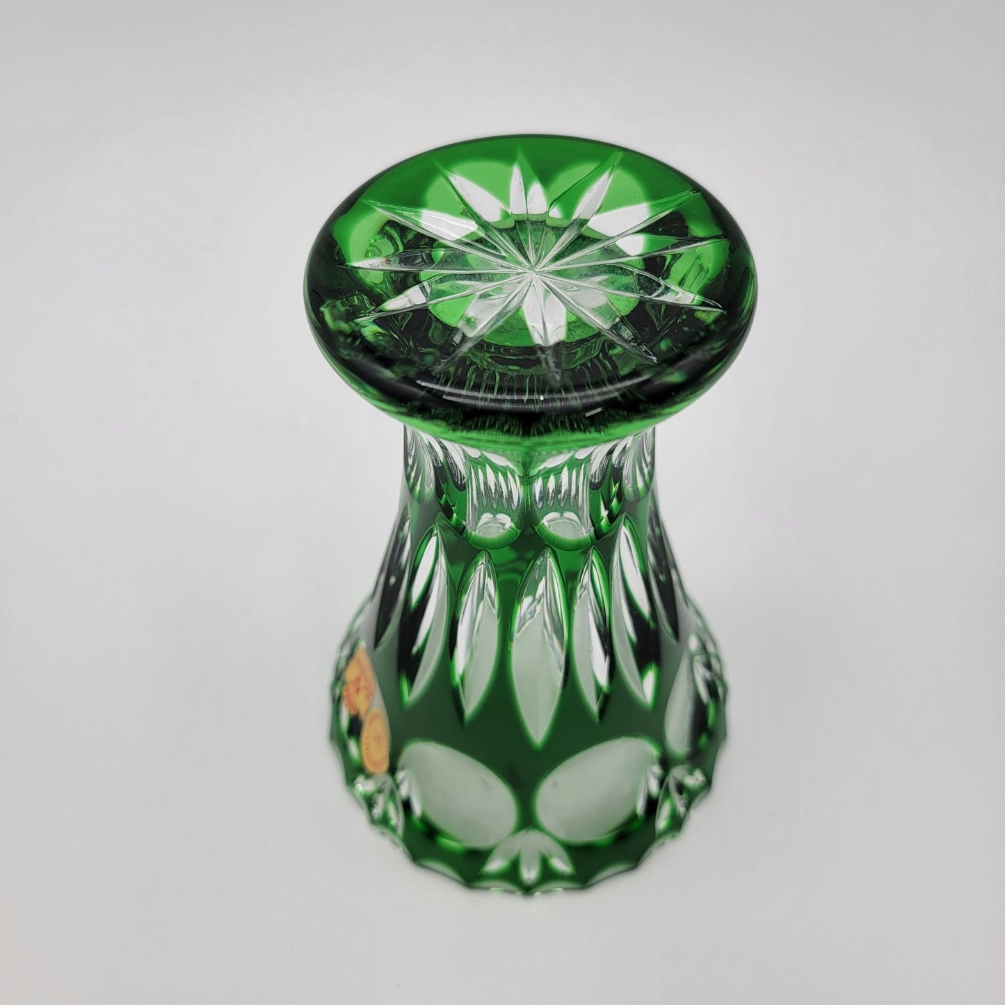 Nachtmann Bavarian Bleikristall 24% Lead Crystal Green Cut to Clear Glass Vase