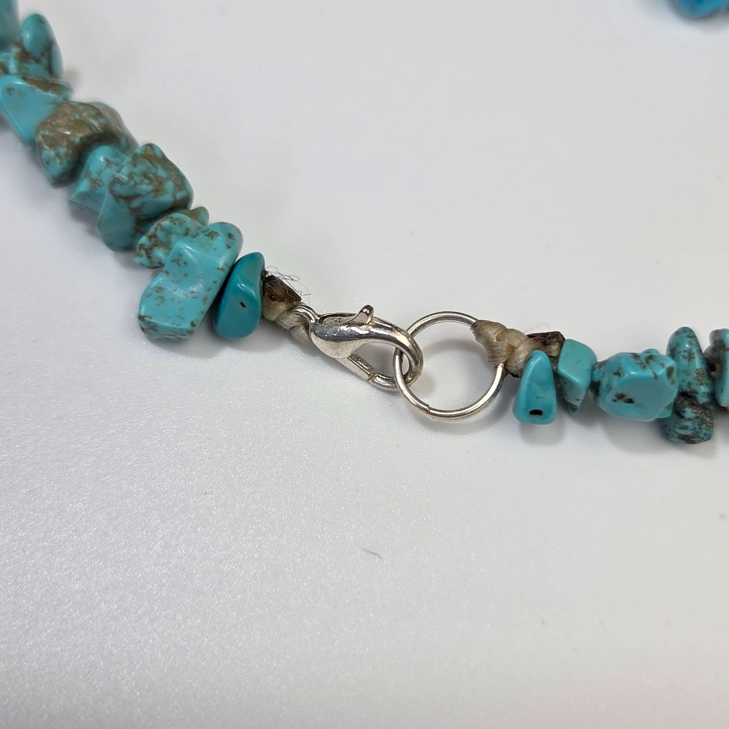 Penobscot Nation Native American 925 Elephant Pendant Turquoise Stone Chip Necklace 21.5"