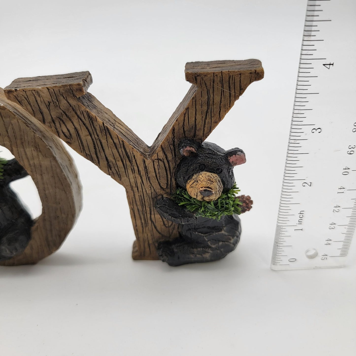 Rustic Woodland Black Bear "JOY" Figurine Set