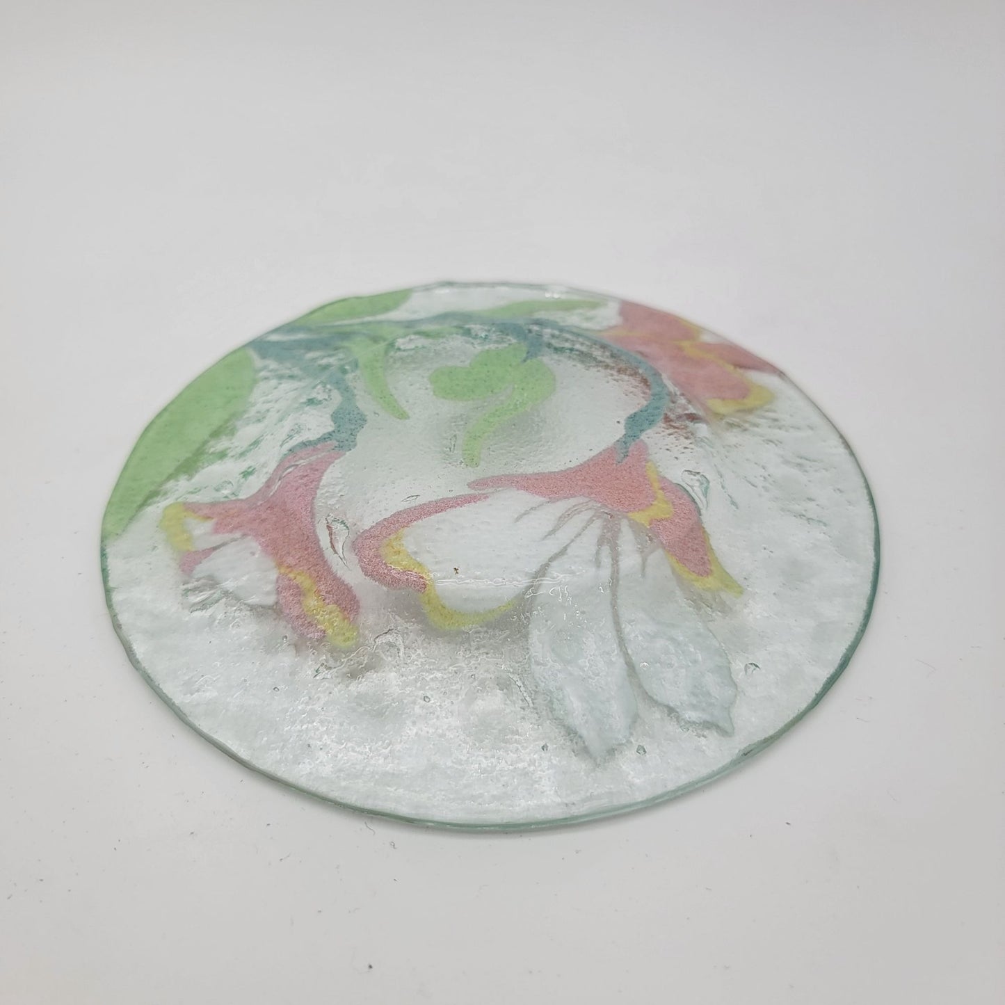 Sydenstricker Fused Glass Plate with Orange Flowers