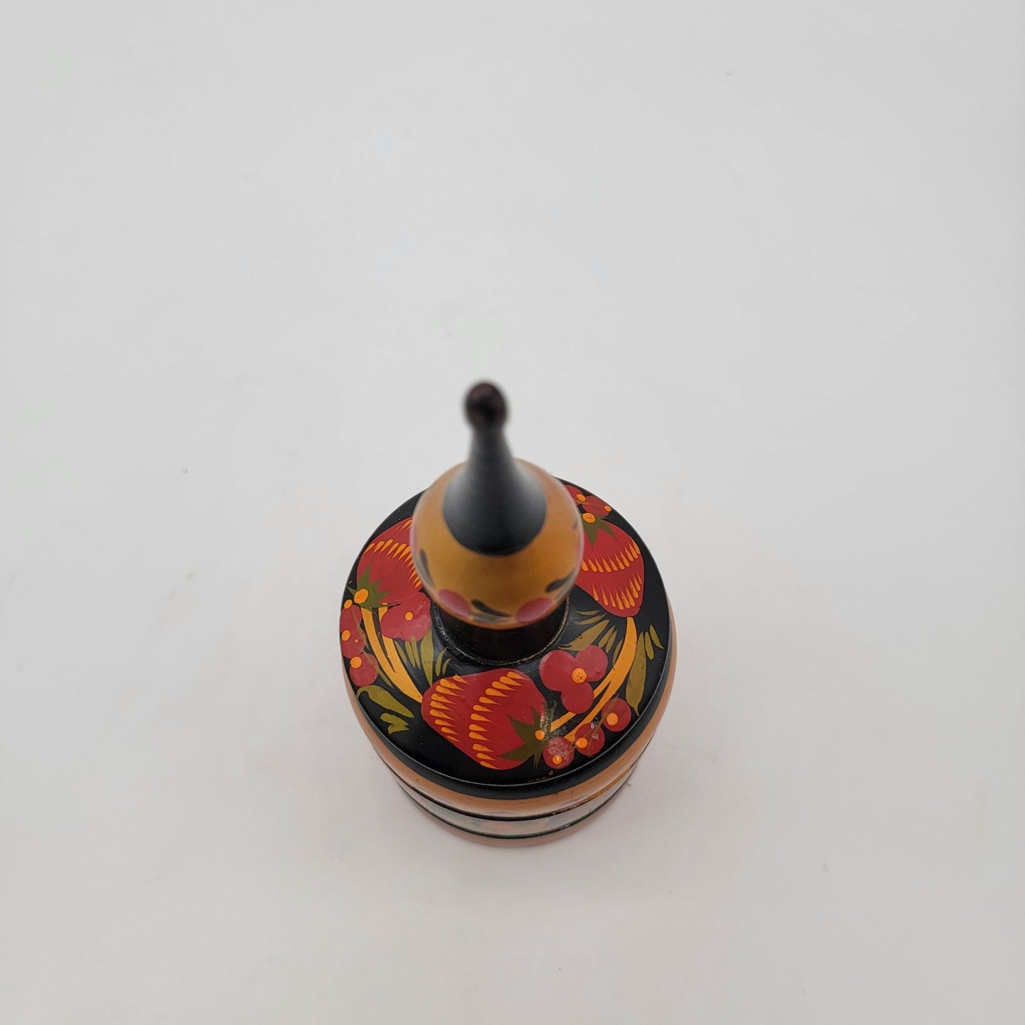 Vintage Russian Hand-Painted Wooden Lidded Container