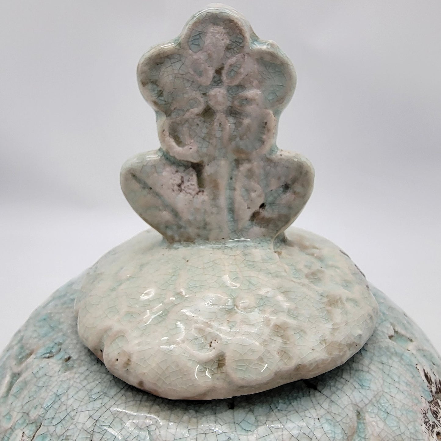 Earthenware Lidded Jar With Floral Design