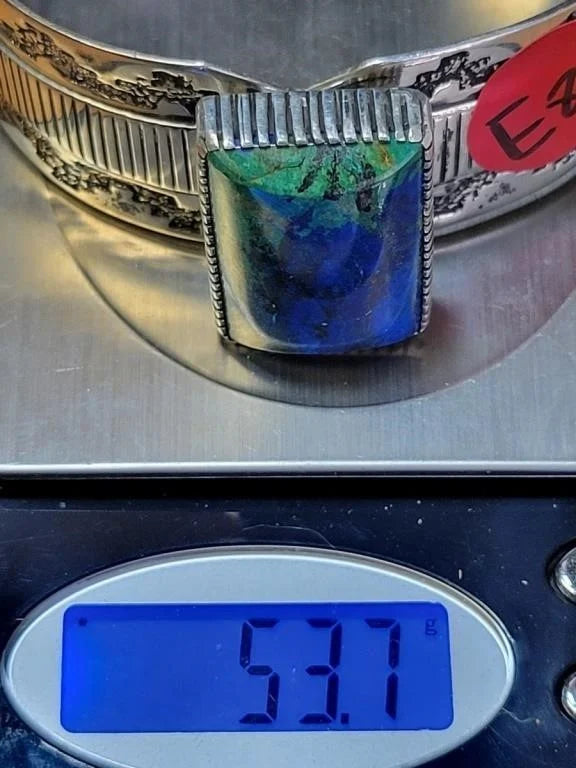 Native American Navajo Sterling Azurite Malachite Cuff Bracelet