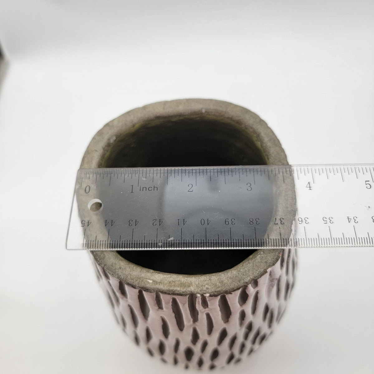 Tall Euro Pottery Crackle Vase With Textured Abstract Design