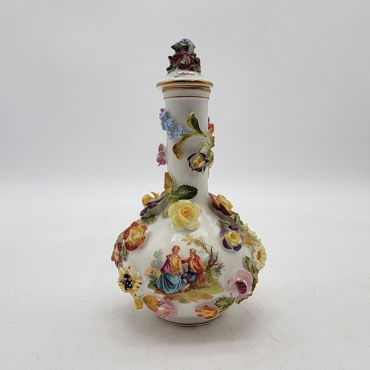 Set Of 2 Antique Meissen-Style Porcelain Covered Jar and Vase Carl Thieme Dresden mark
