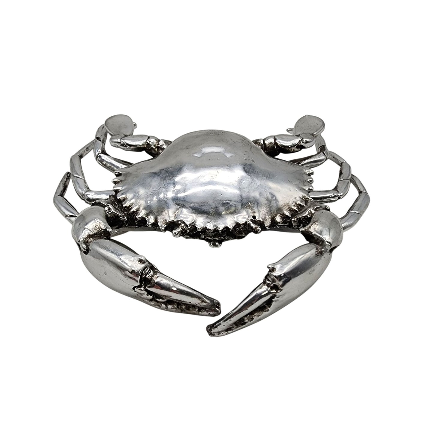 Silver Tone Metallic Mud Crab Coastal Decor