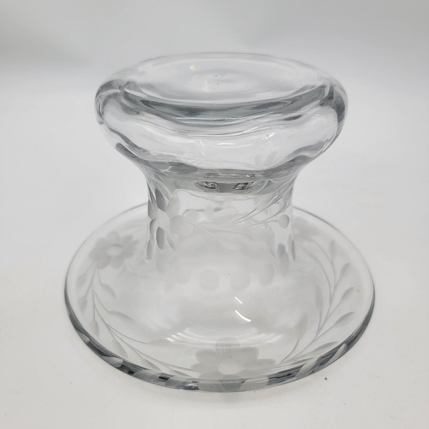 Antique Etched Glass Rolled Edge Vase