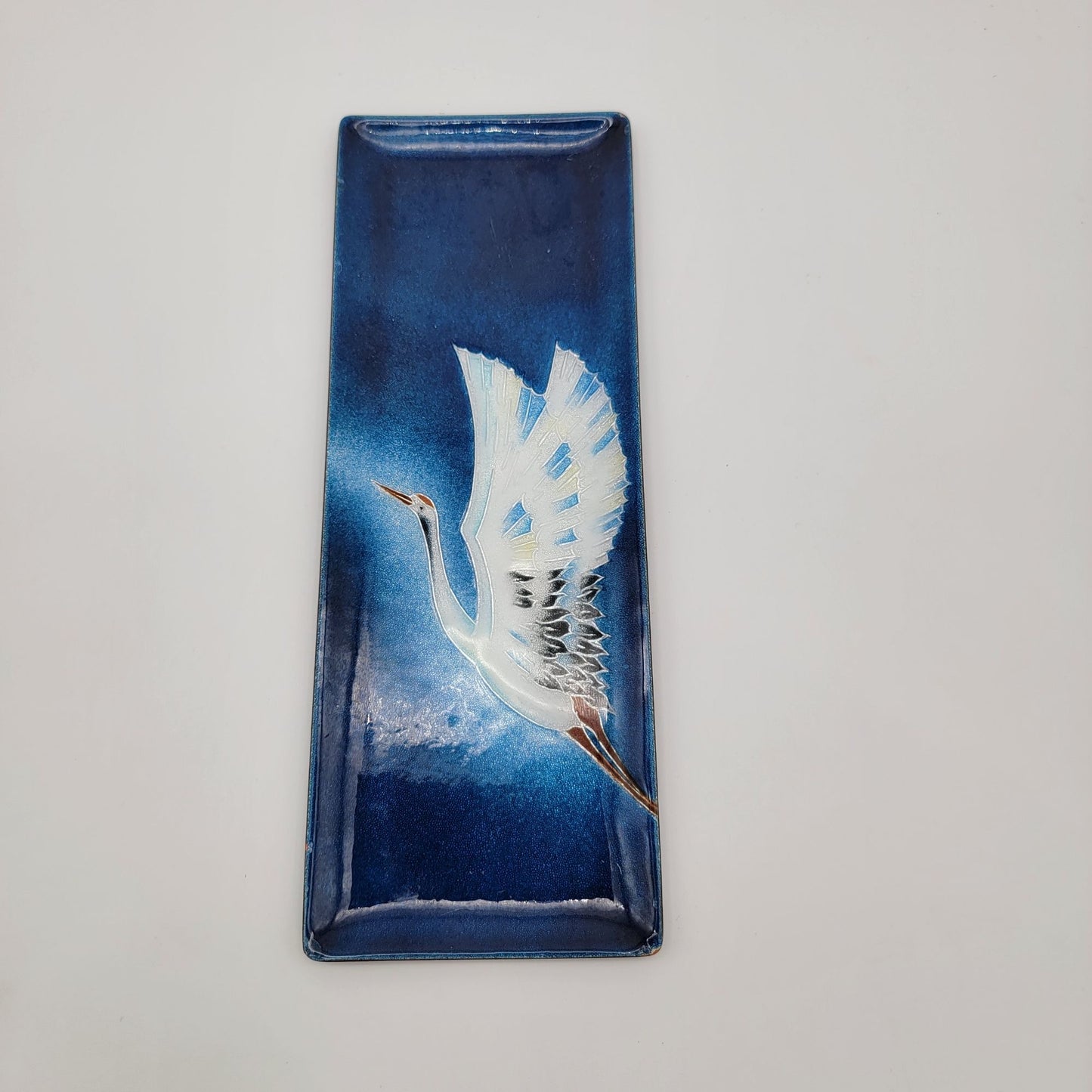 Vintage Inaba Cloisonné Enamel Tray With Crane Design