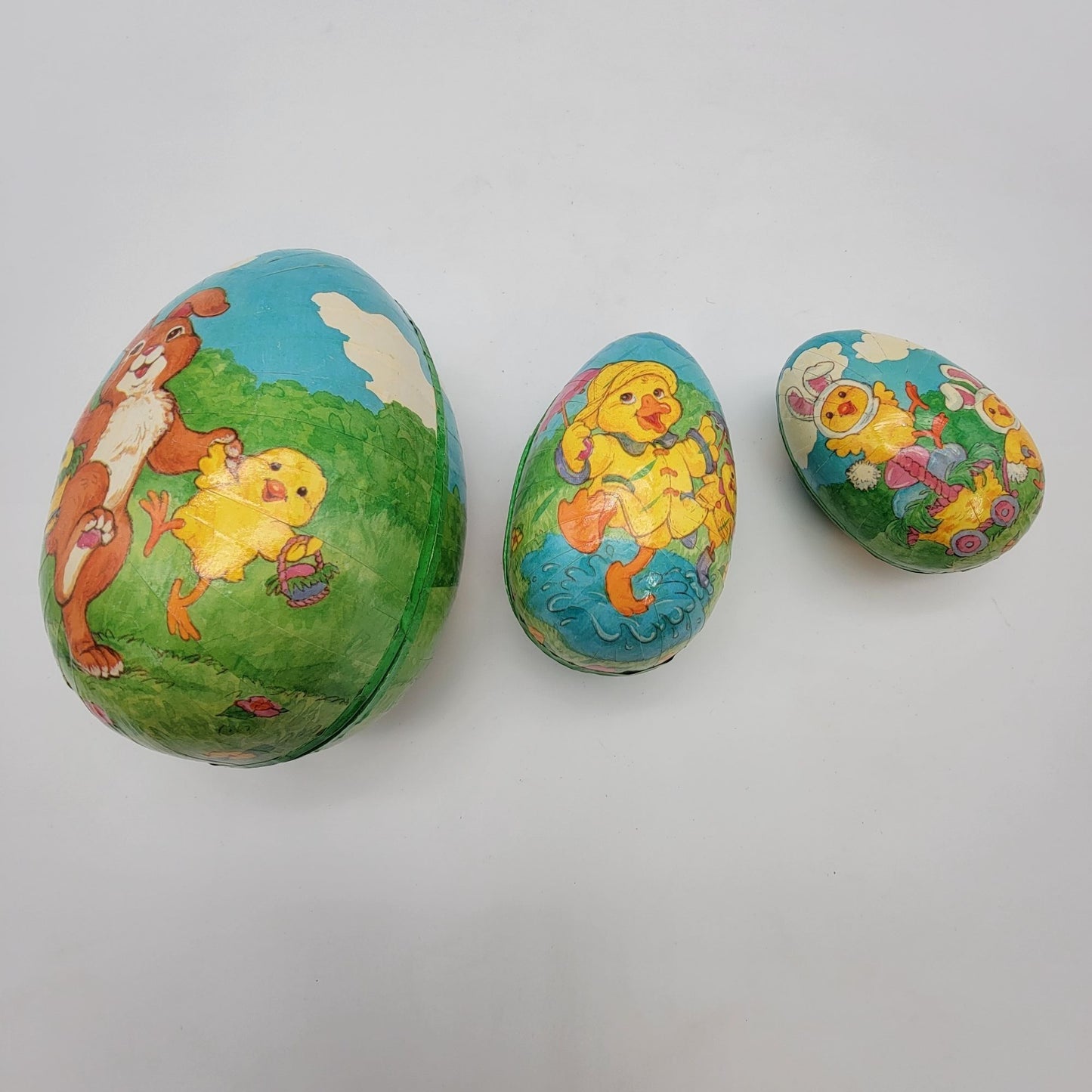 Vintage Set Of 3 Midwest Importers Paper Mache Easter Eggs