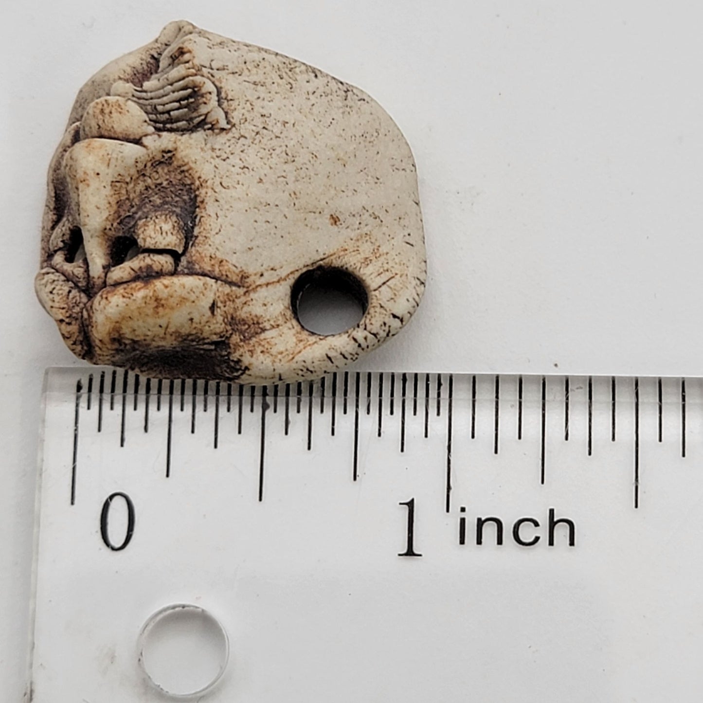 Stoneware Face Bead Rustic Artisan Craft Supply Handcrafted 1-Inch
