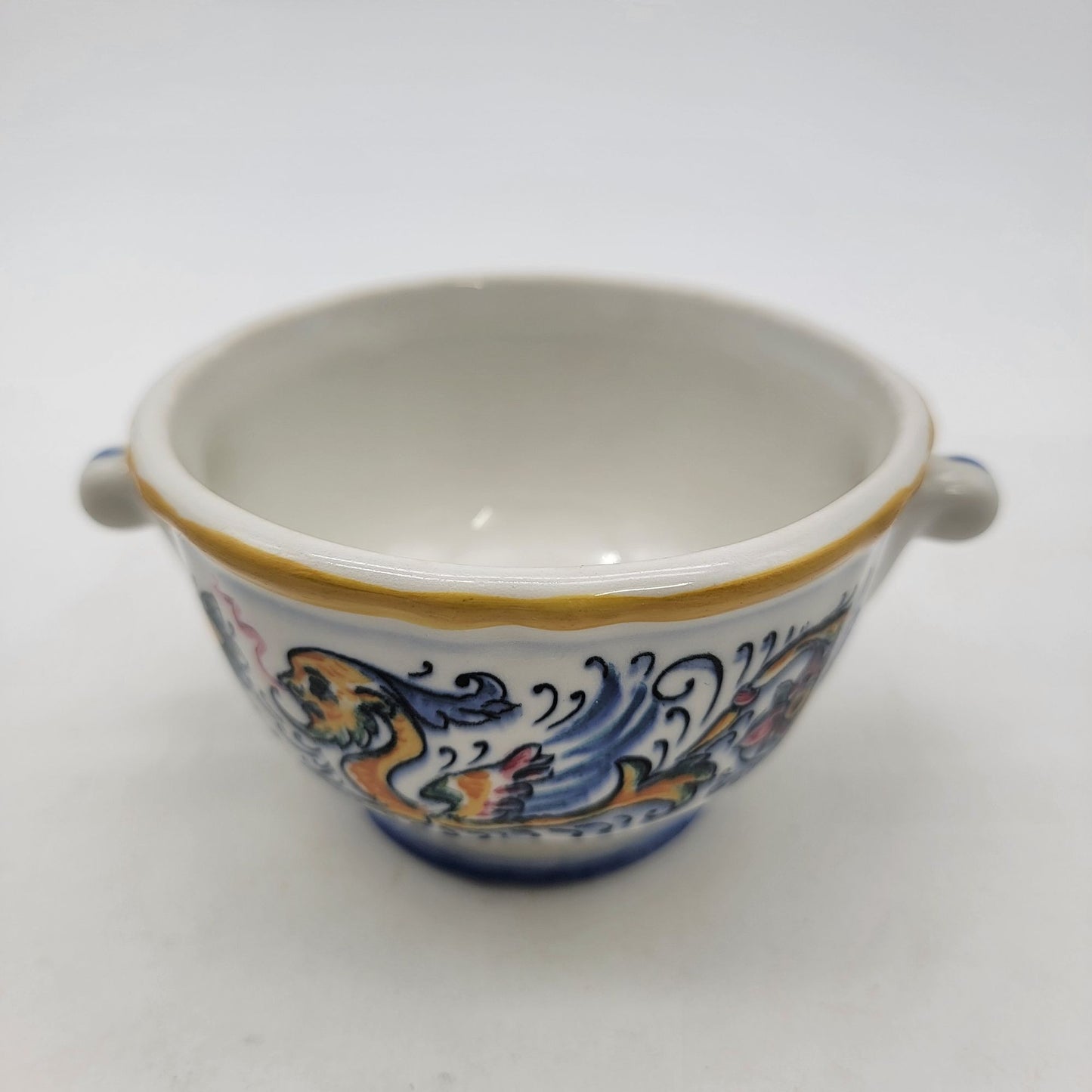 Hall Pottery Raffaellesco Dragon Ironstone Double Handle Bowl 2582