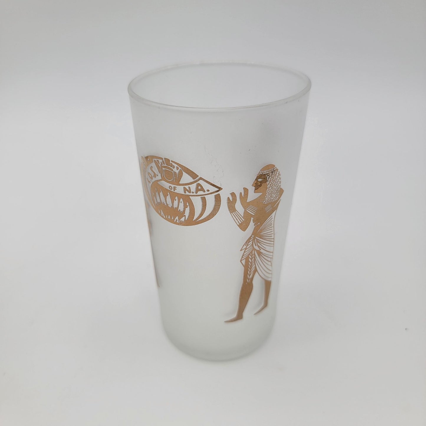 Set Of 5 Vintage Libbey's 1960s L.O.S. Of N.A. Lady Shriners Gold Gilt Egyptian Motif Cocktail Glasses