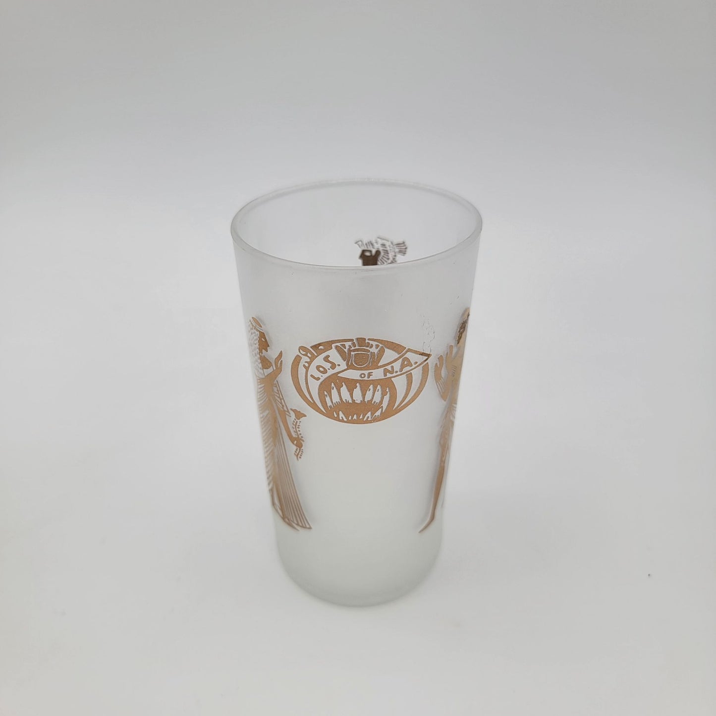 Set Of 5 Vintage Libbey's 1960s L.O.S. Of N.A. Lady Shriners Gold Gilt Egyptian Motif Cocktail Glasses