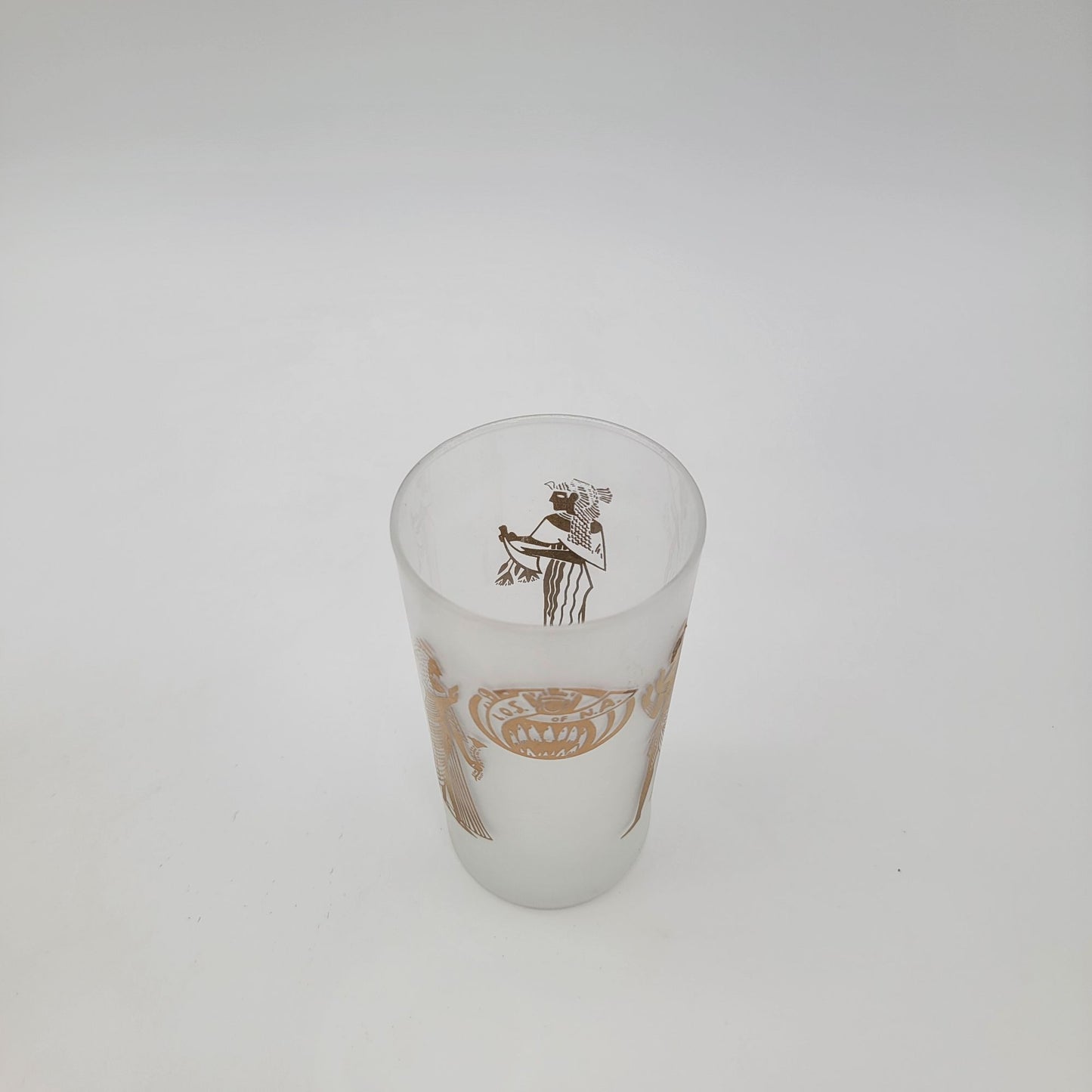Set Of 5 Vintage Libbey's 1960s L.O.S. Of N.A. Lady Shriners Gold Gilt Egyptian Motif Cocktail Glasses
