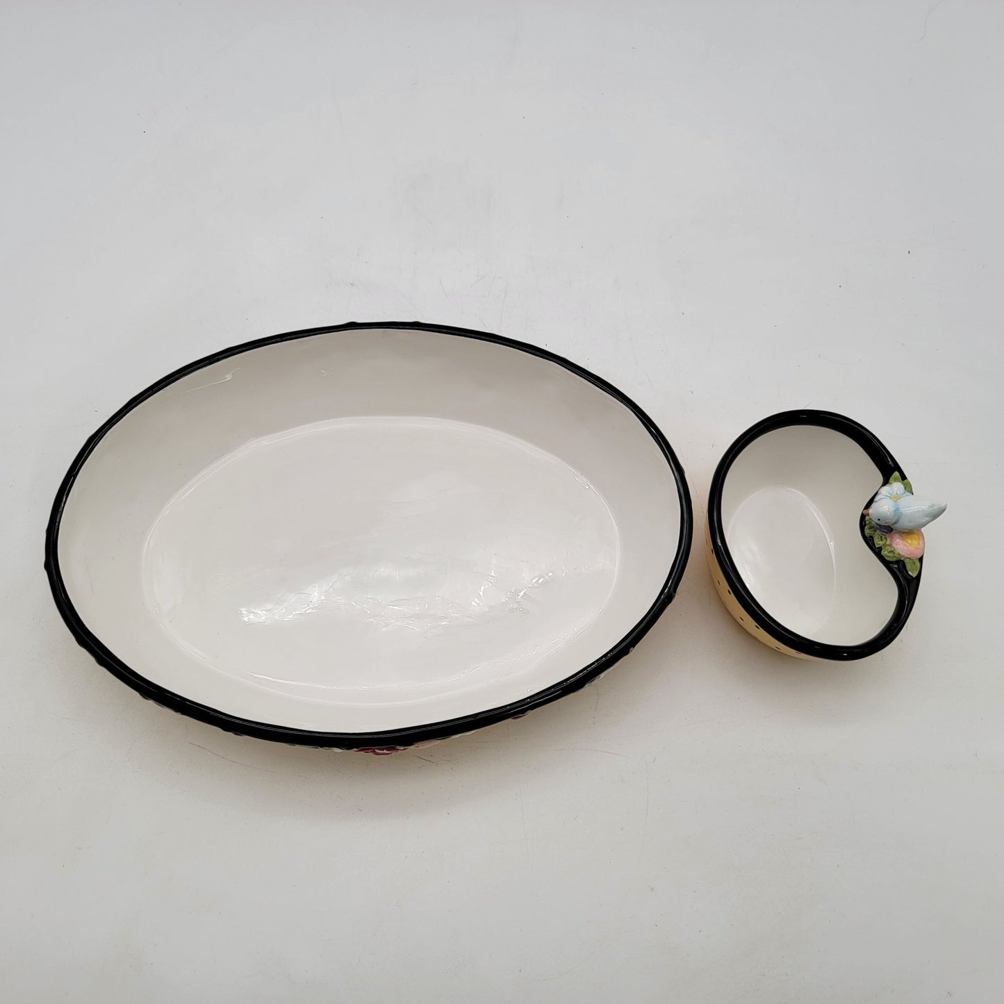 Vintage 2000 Mary Engelbreit Oval Chip and Dip Set with Bluebird