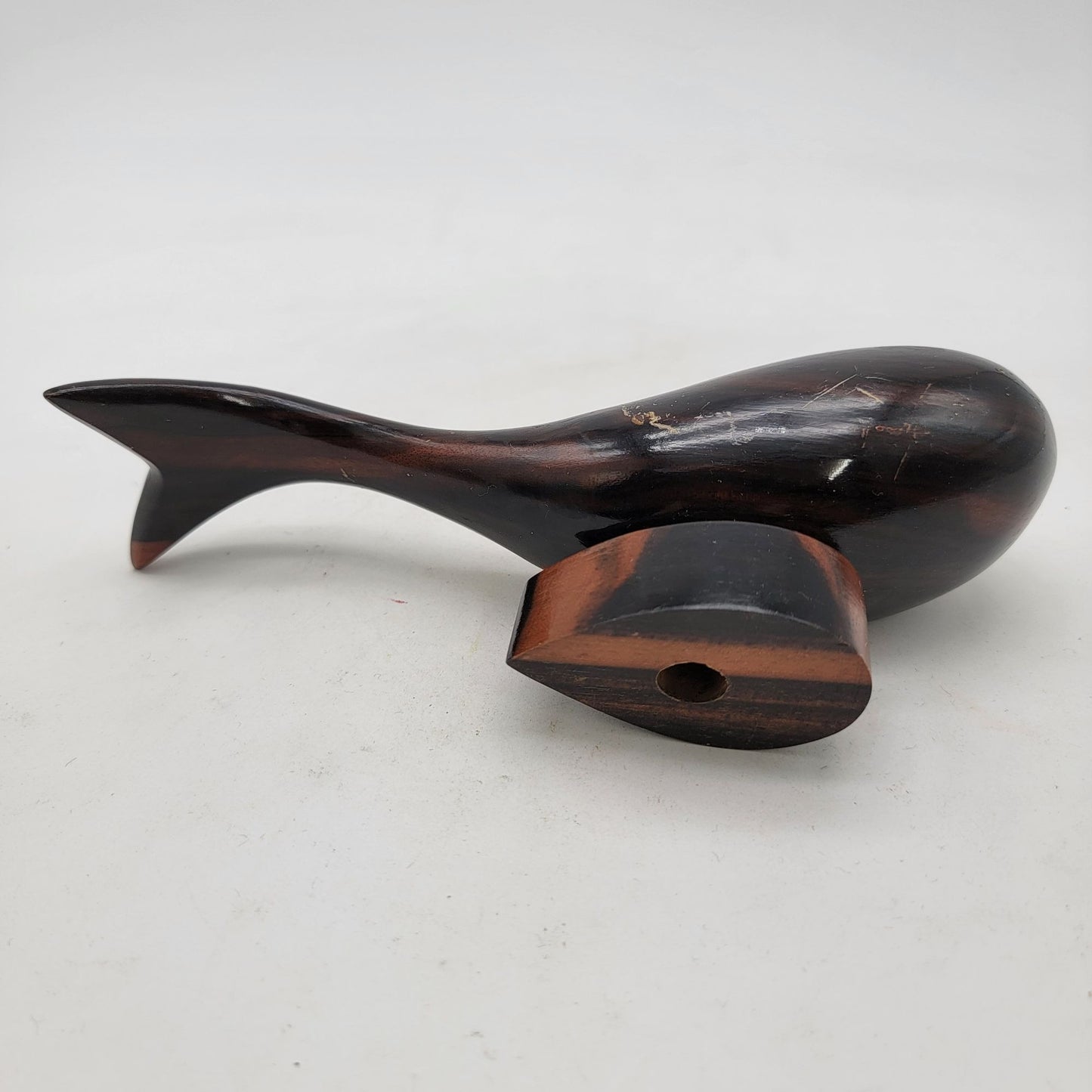 Mid Century MCM Hand-Carved Wood Whale Sculpture