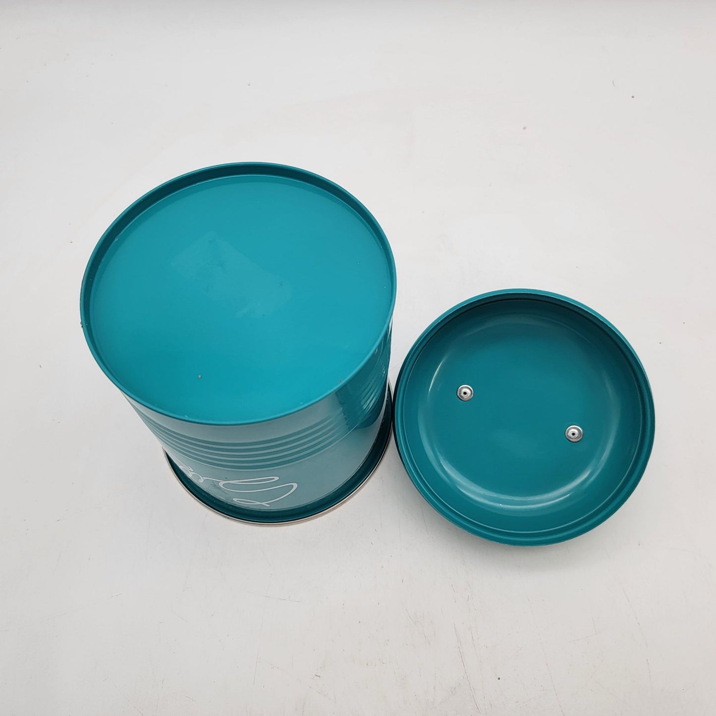 Set Of 2 Teal Metal Cookie & Sweets Storage Canisters With Lids