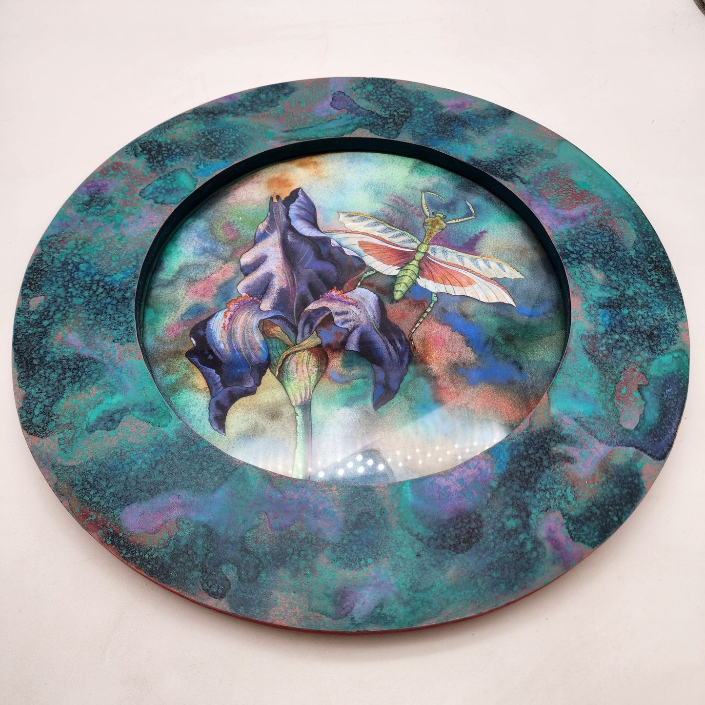 Hand-Painted Wall Art With Dragonfly & Iris