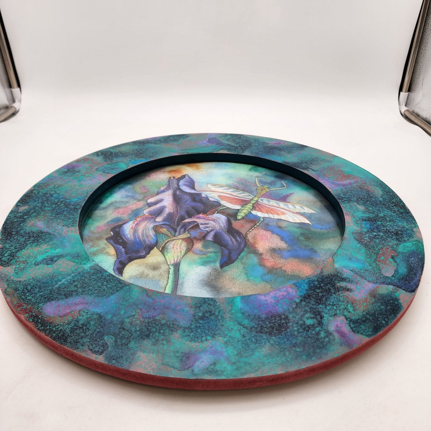 Hand-Painted Wall Art With Dragonfly & Iris