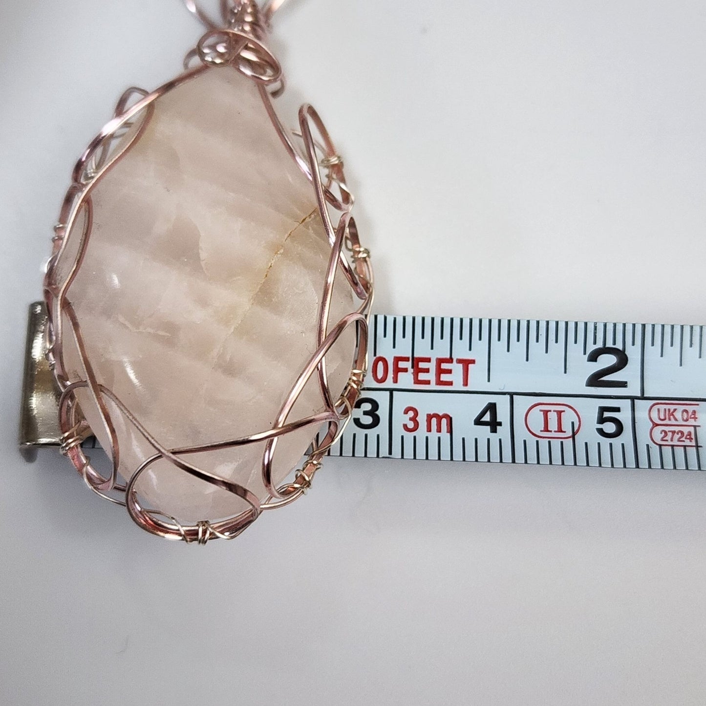 Artisan Copper Wire Wrapped Rose Quartz Pendant