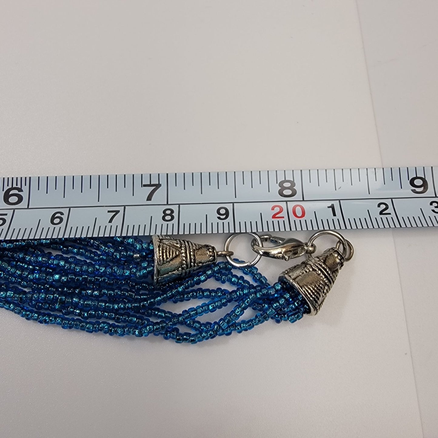 Murano Glass Pendant On 6-Strand Blue Seed Beads Necklace 18KGP