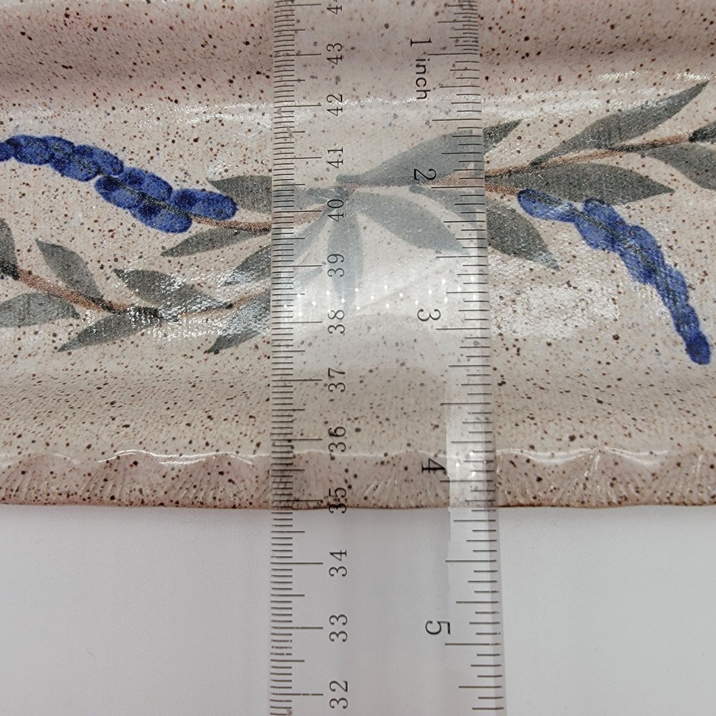 Landfair Granite Lake Studio Art Pottery Serving Dish Blue Lupine Flower Design