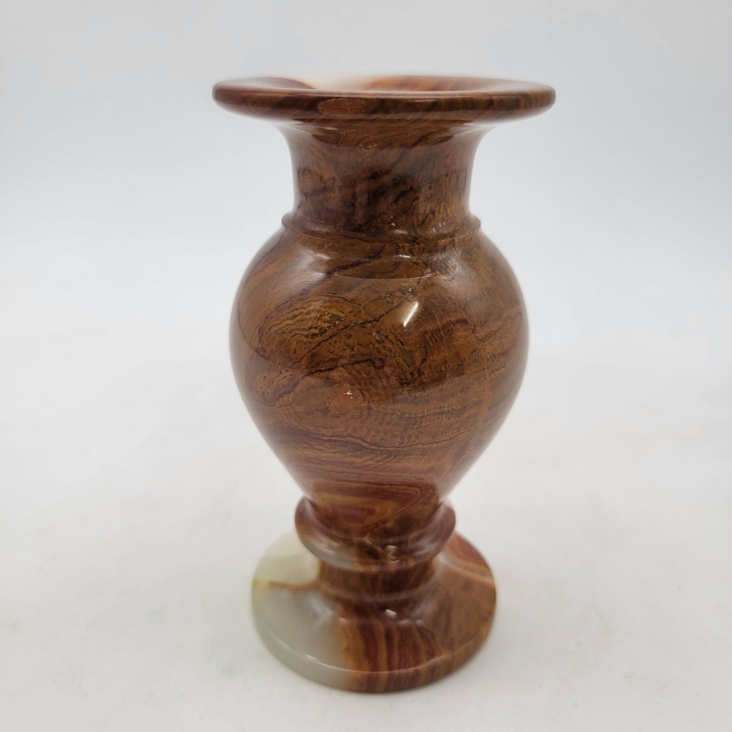 Handcrafted Onyx Decorative Vase Brown White
