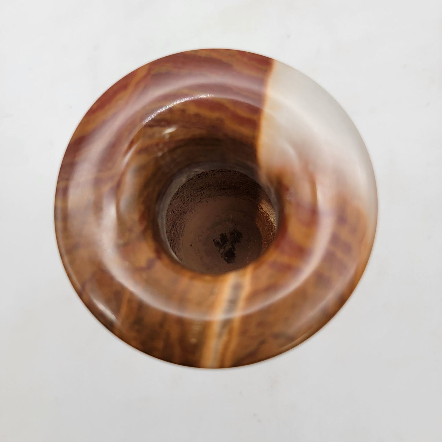 Handcrafted Onyx Decorative Vase Brown White