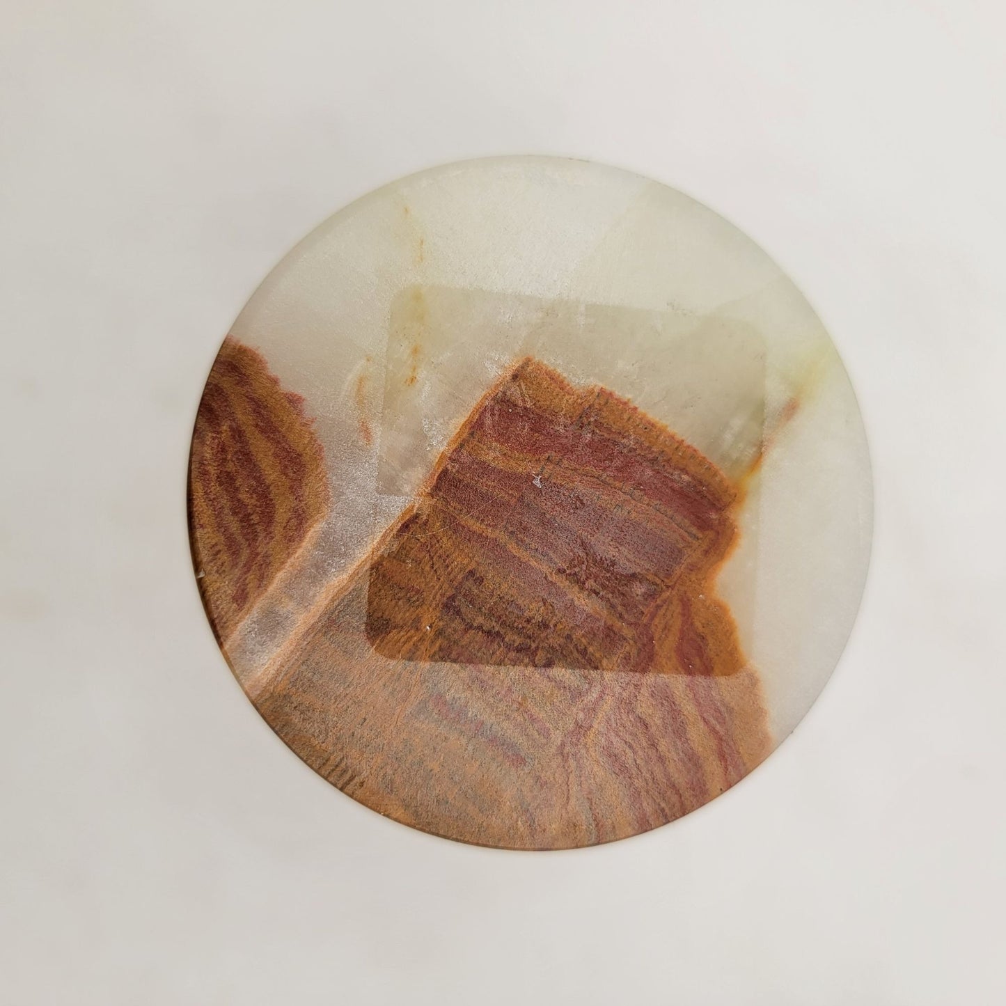 Handcrafted Onyx Decorative Vase Brown White
