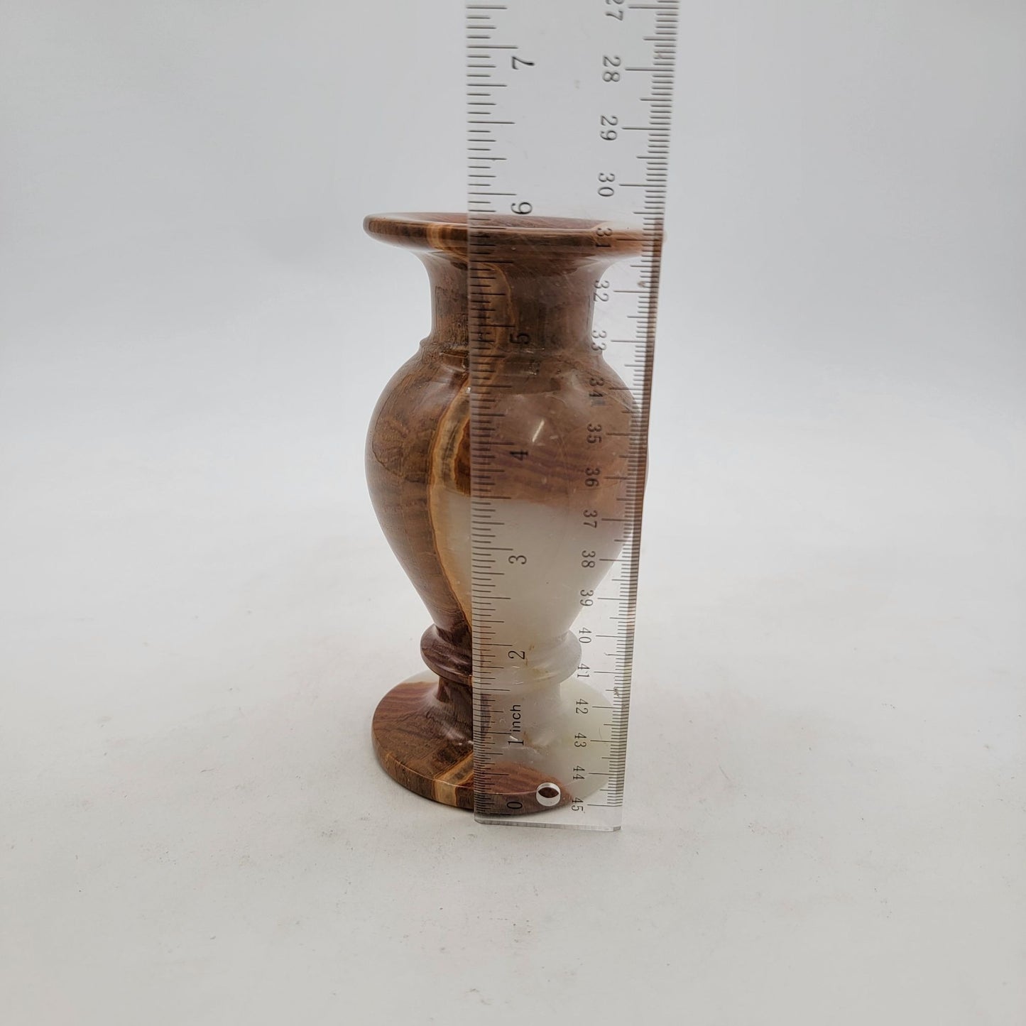Handcrafted Onyx Decorative Vase Brown White