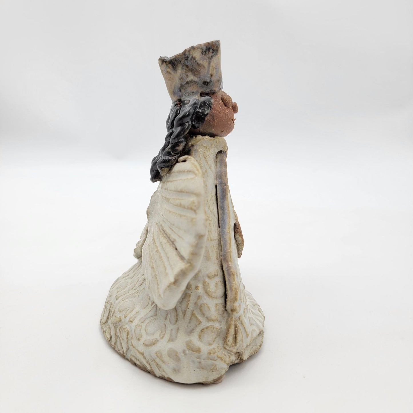 Handcrafted Pottery Angel Figurine With Braided Hair