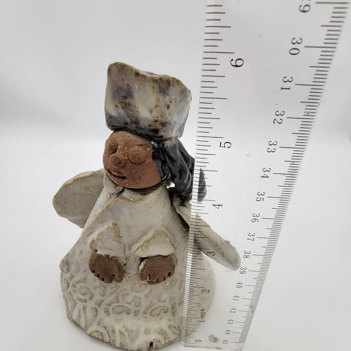 Handcrafted Pottery Angel Figurine With Braided Hair