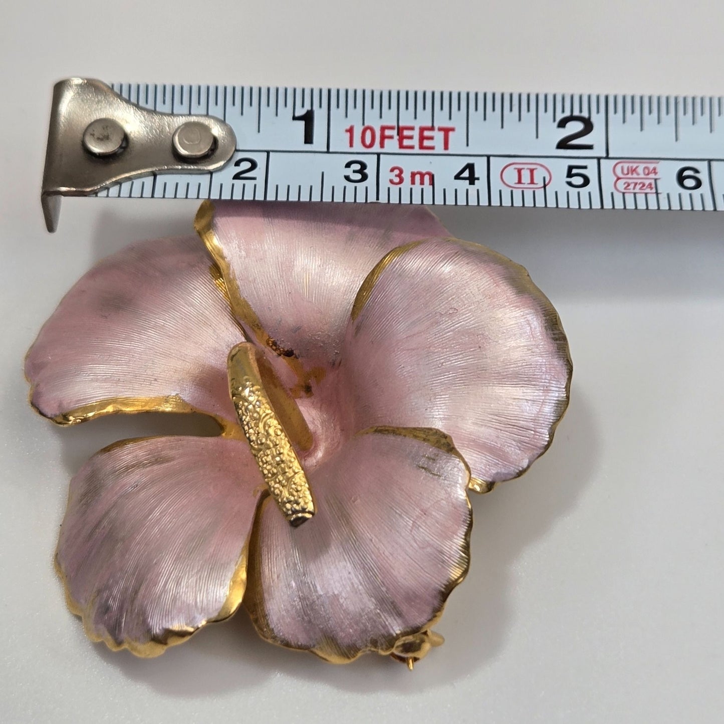 Vintage Cerrito Enameled Hibiscus Flower Brooch