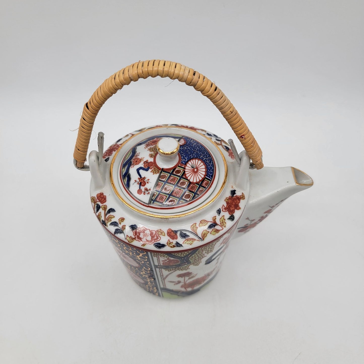 Vintage Japanese Imari Porcelain Tea Set With Teapot & 4 Cups