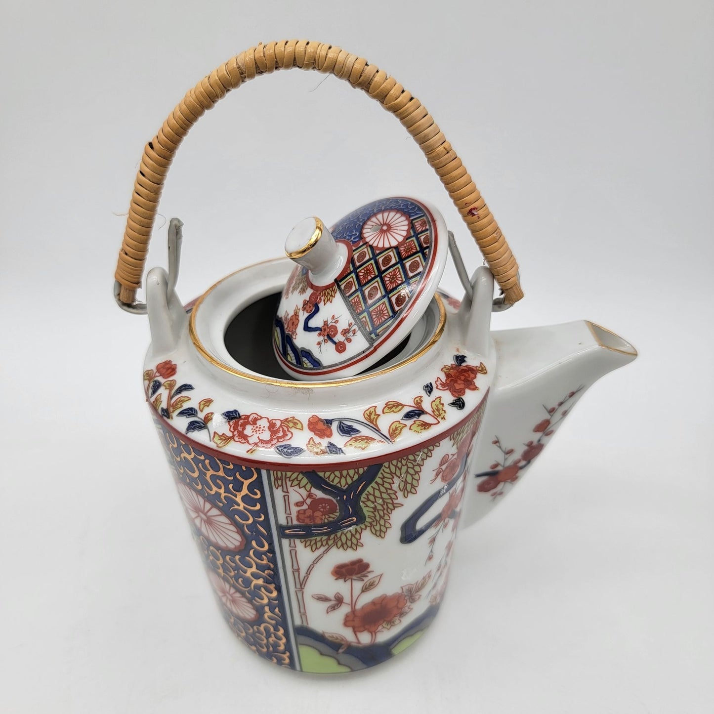 Vintage Japanese Imari Porcelain Tea Set With Teapot & 4 Cups