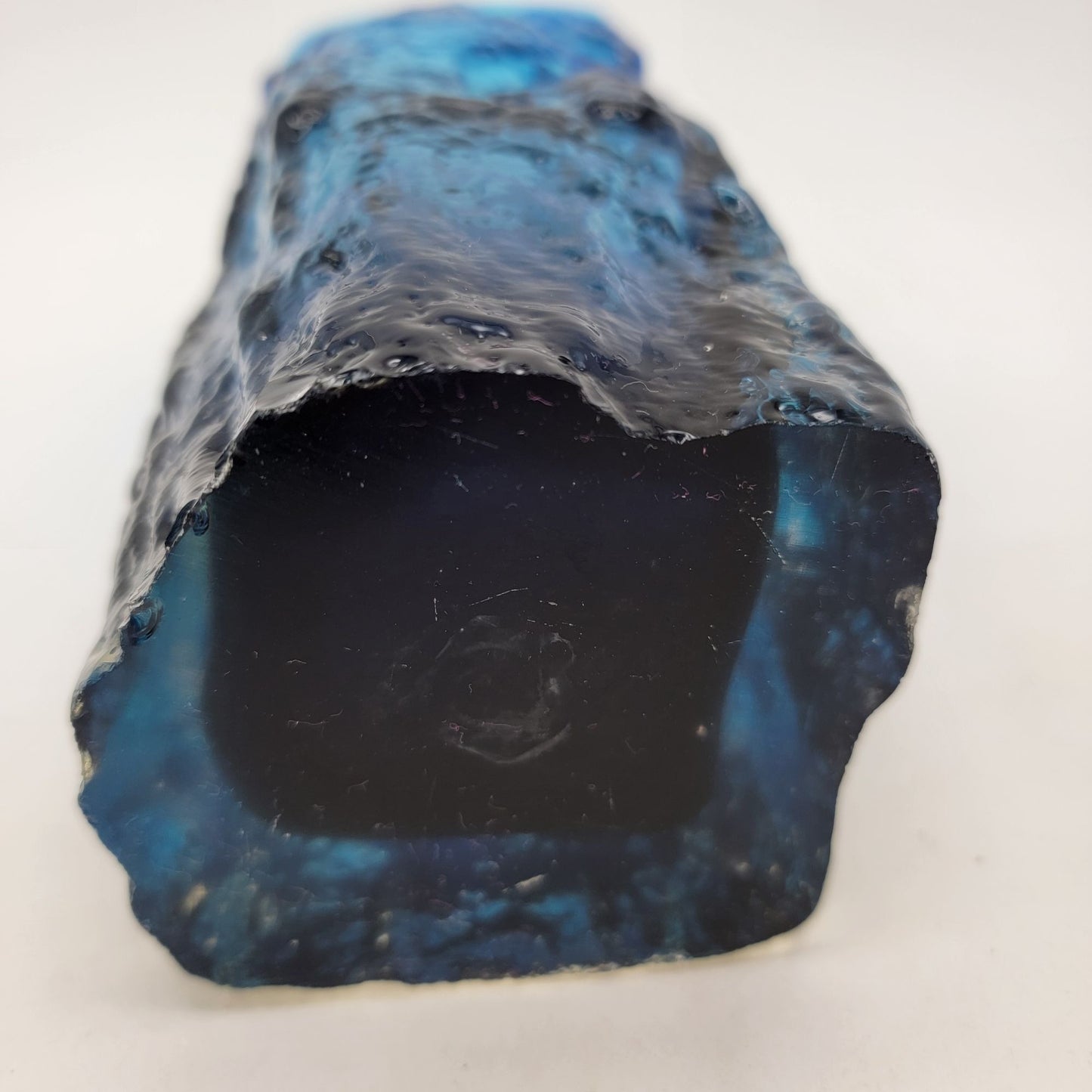 Mid Century Whitefriars Glass Geoffrey Baxter Kingfisher Blue Bark Vase