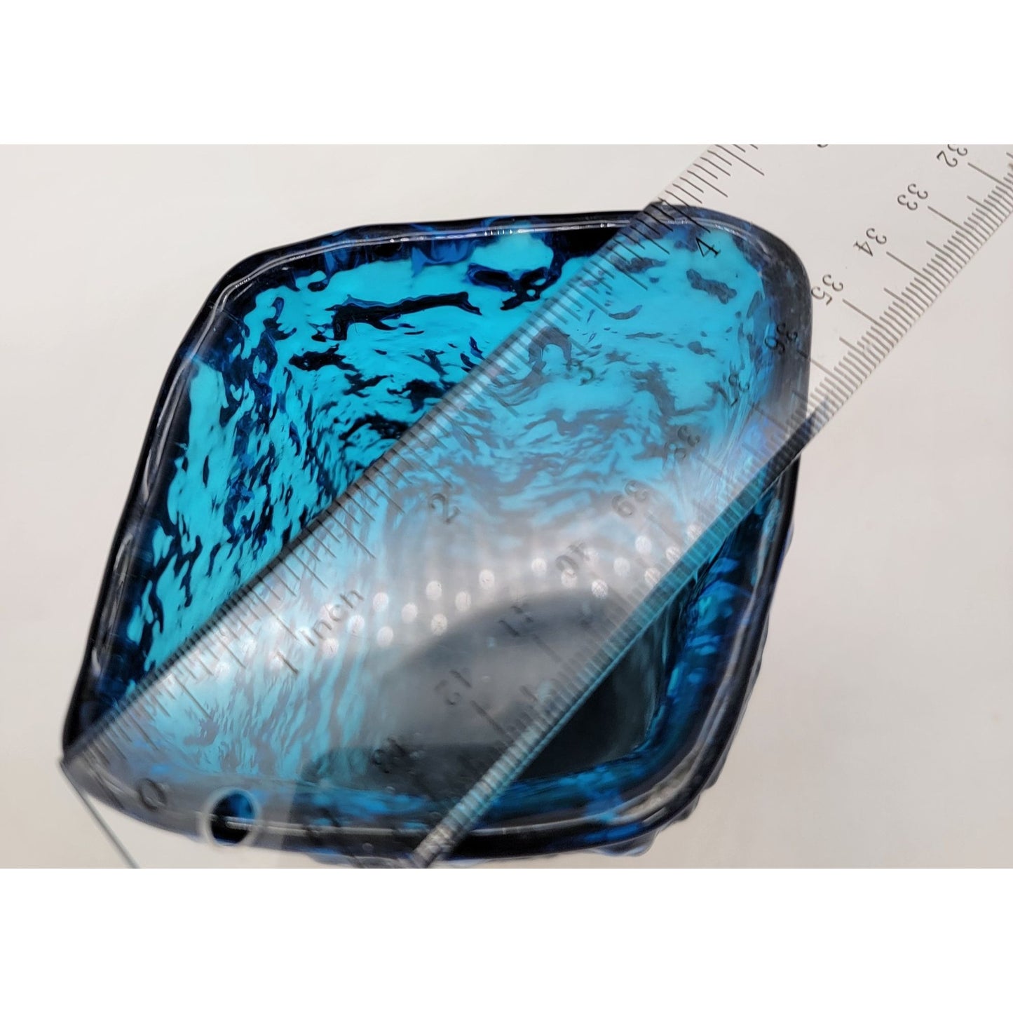 Mid Century Whitefriars Glass Geoffrey Baxter Kingfisher Blue Bark Vase