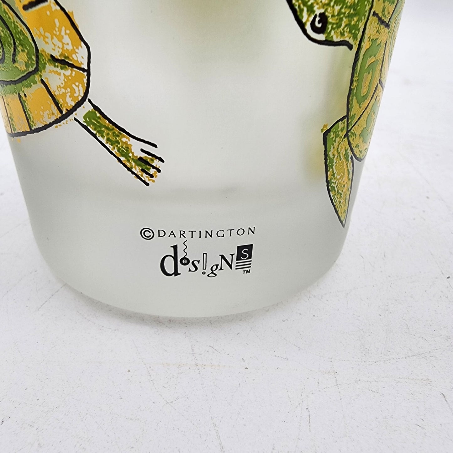 Dartington Designs Frosted Glass Pitcher and Cup Set With Hand-Painted Frogs & Turtles