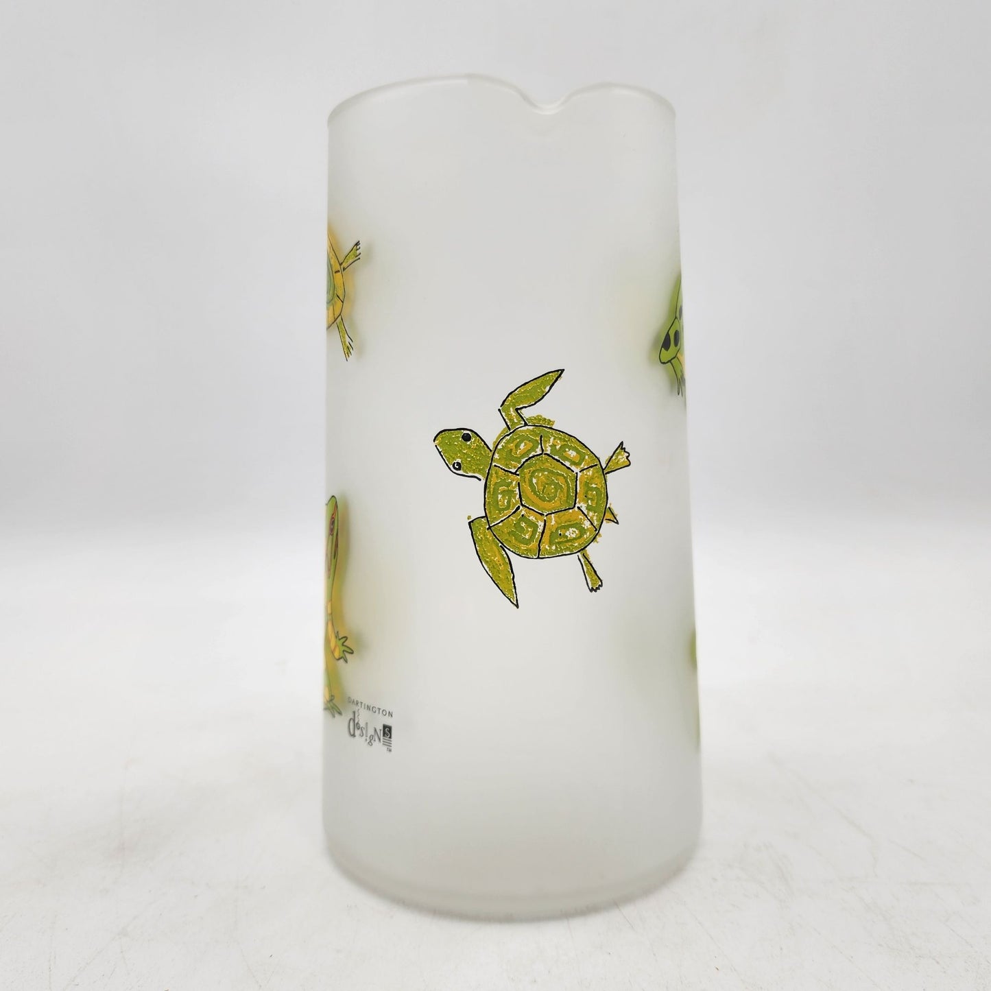 Dartington Designs Frosted Glass Pitcher and Cup Set With Hand-Painted Frogs & Turtles