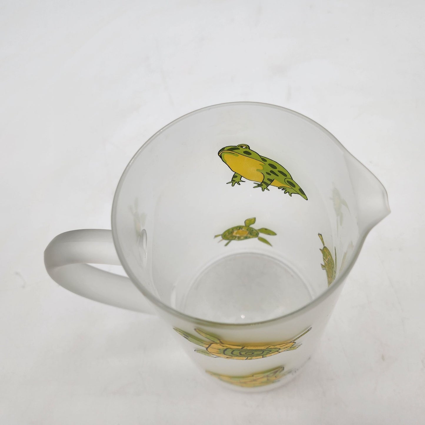 Dartington Designs Frosted Glass Pitcher and Cup Set With Hand-Painted Frogs & Turtles