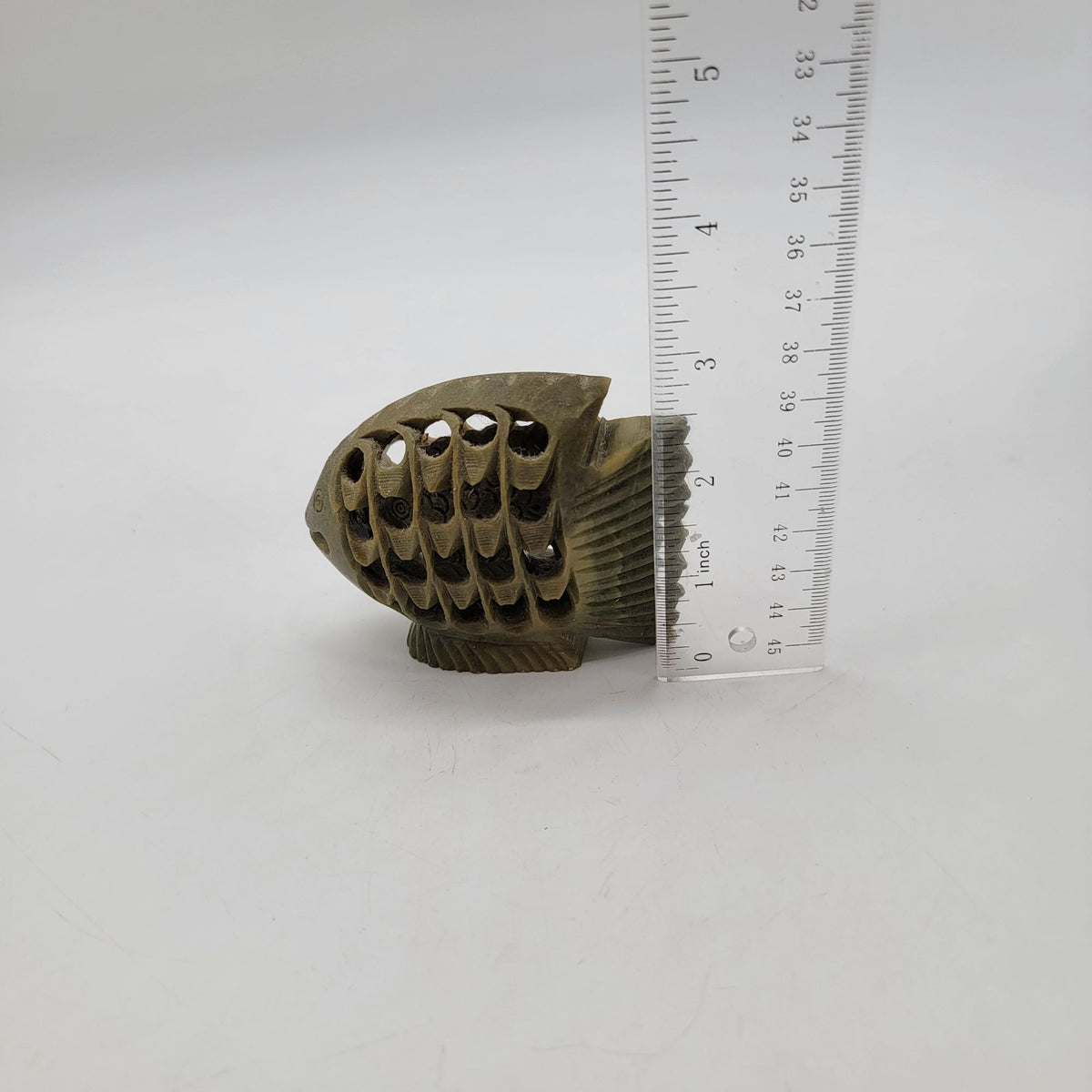 Vintage Jali Carved Soapstone Fish Figurine