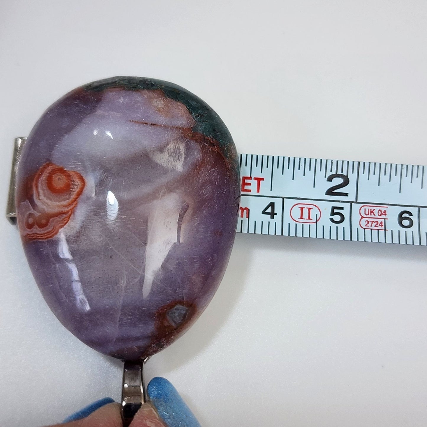 Artisan Purple Rainbow Agate Gemstone Cabochon Pendant