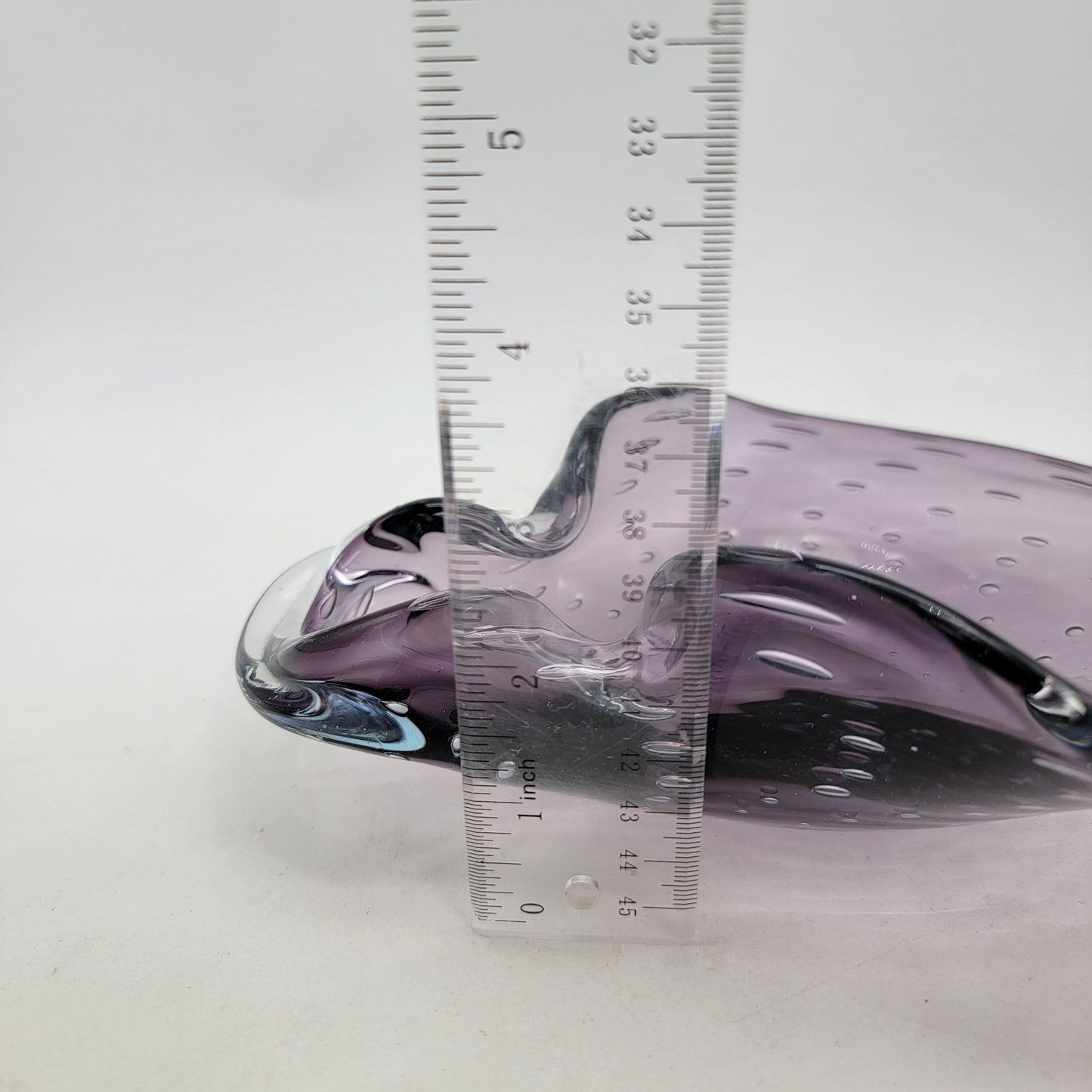 Vintage Mid Century Abstract Amethyst Purple Controlled Bubble Art Glass Ashtray Bowl