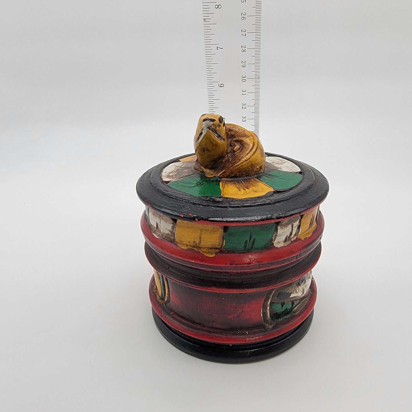 Mexican Folk Art Hand-Painted Wooden Frog Box